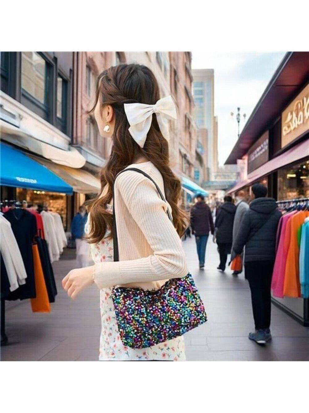 Sequin Purse Crossbody Shoulder Sparkly Bag Multicolor Handbag Elegant Clutch